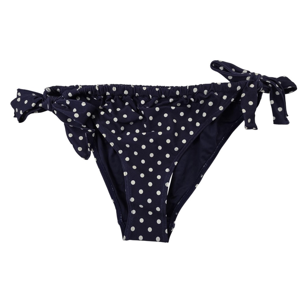 & Other Stories Bikini Bottoms Womens 2 Navy Blue Polka Dot Side Tie Ruffle NEW